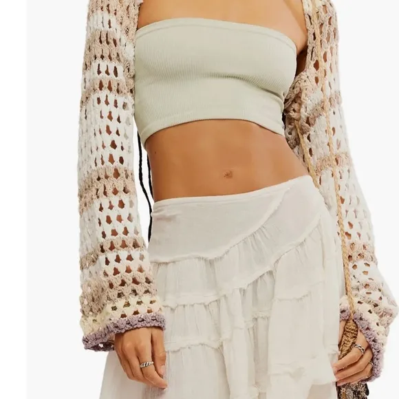 Free People White Cha Cha Convertible Top/Skirt Womans Sz L