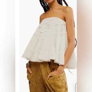 Free People White Cha Cha Convertible Top/Skirt Womans Sz L