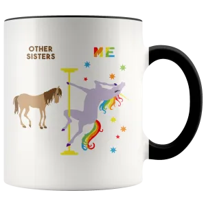 Funny Gift for Sister Mug Twin Sister Stepsister Birthday Coffee Cup Pole Dancing Unicorn