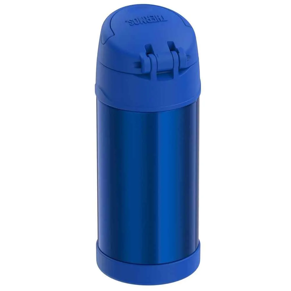 FUNtainer Stainless Steel Insulated Blue Water Bottle w/Straw - 12oz