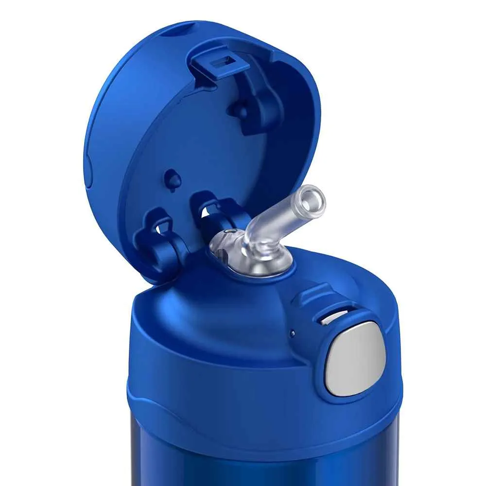 FUNtainer Stainless Steel Insulated Blue Water Bottle w/Straw - 12oz