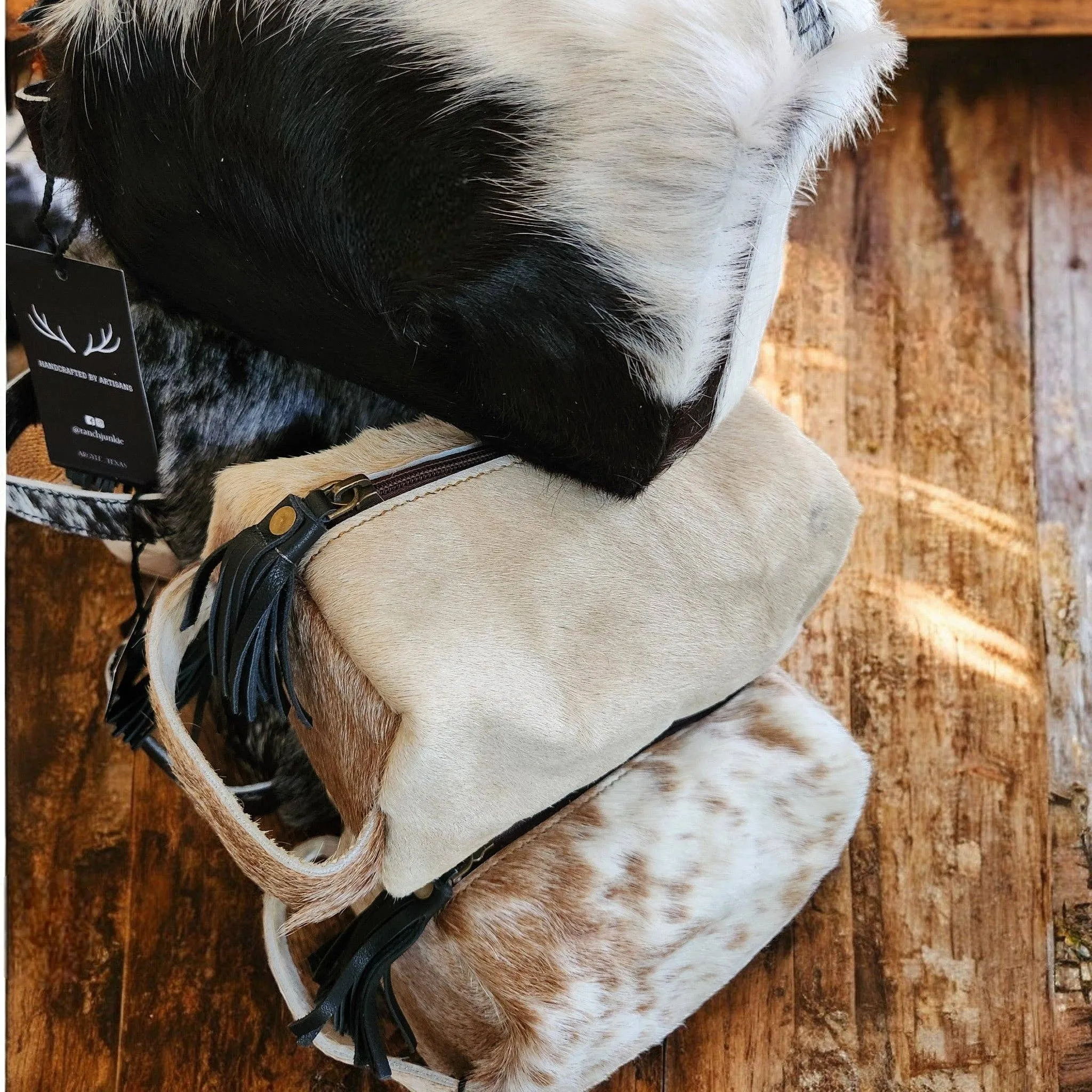 Genuine Cowhide Handcrafted Cosmetic Pouch Highlands Cowhide Makeup Bag