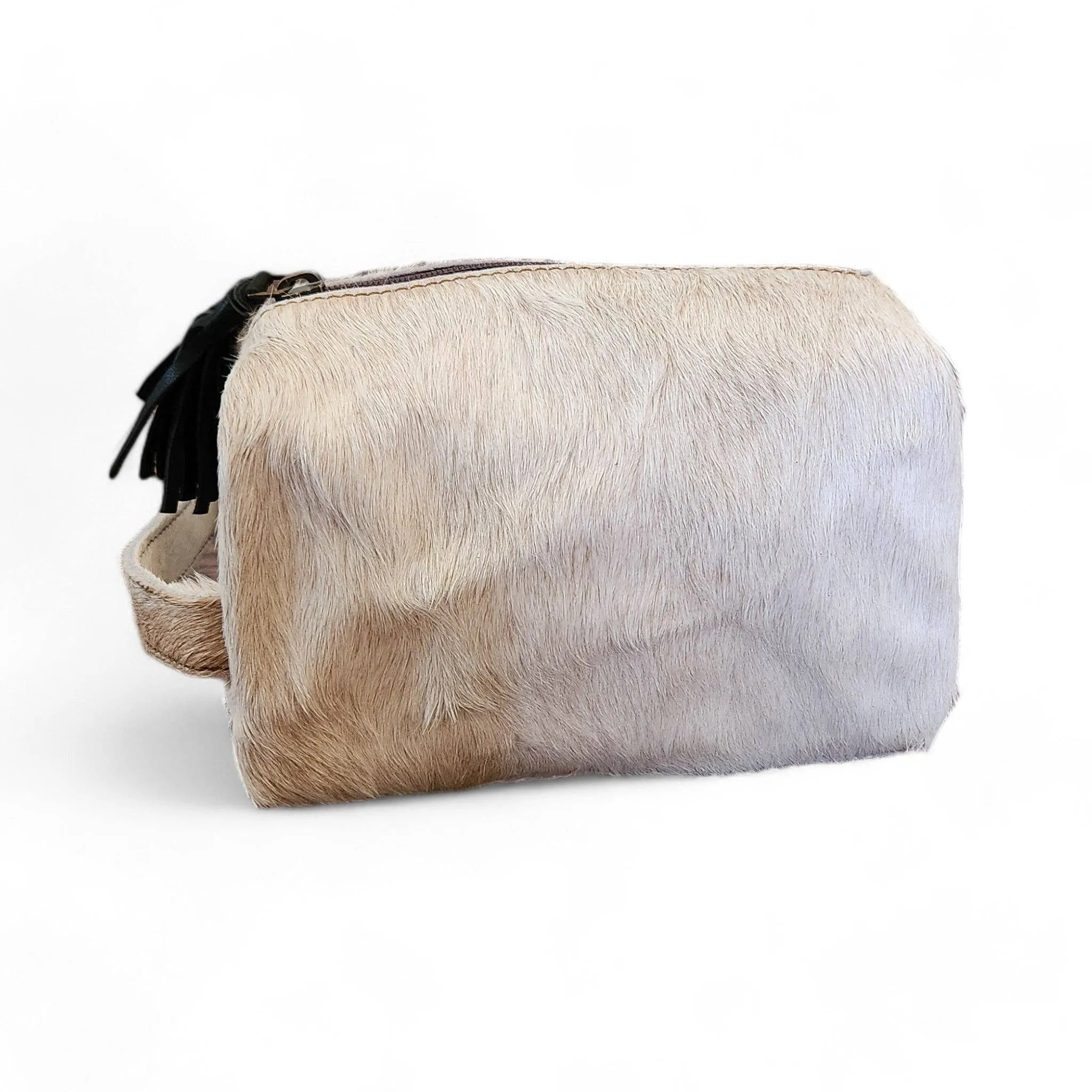 Genuine Cowhide Handcrafted Cosmetic Pouch Highlands Cowhide Makeup Bag