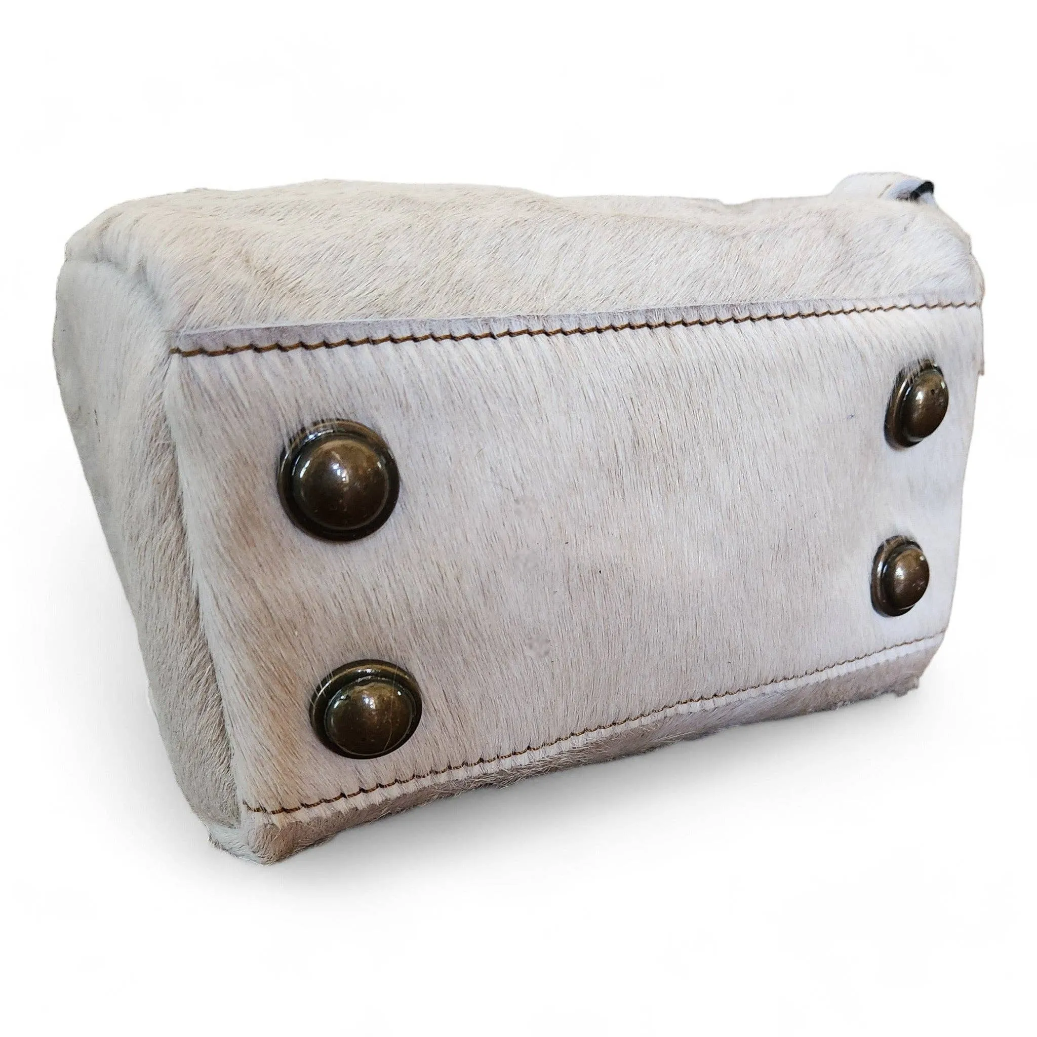 Genuine Cowhide Handcrafted Cosmetic Pouch Highlands Cowhide Makeup Bag