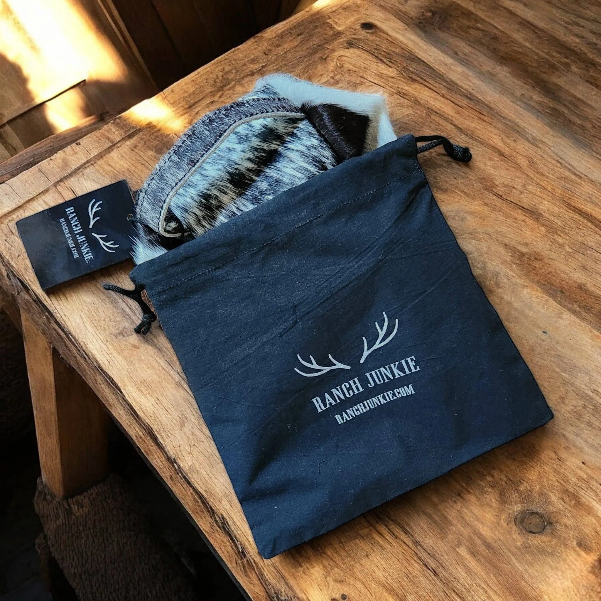 Genuine Cowhide Handcrafted Cosmetic Pouch Highlands Cowhide Makeup Bag