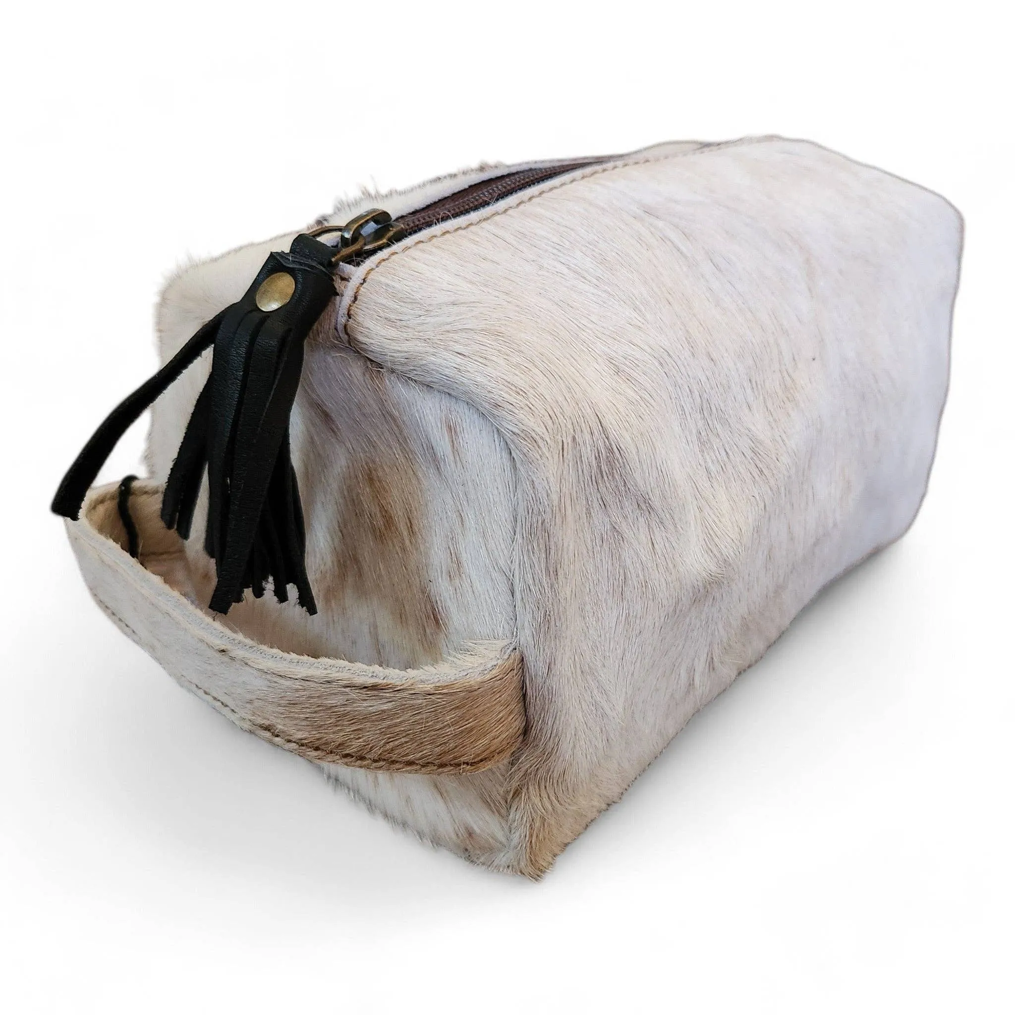 Genuine Cowhide Handcrafted Cosmetic Pouch Highlands Cowhide Makeup Bag