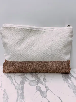 GOLD GLITTER CANVAS COSMETIC BAG