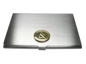 Gold Toned Etched Oval And Ampersand Sign Business Card Holder