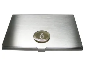 Gold Toned Etched Oval Greek Letter Delta Business Card Holder