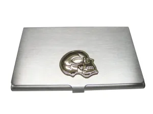 Gold Toned Large Anatomy Skull Business Card Holder