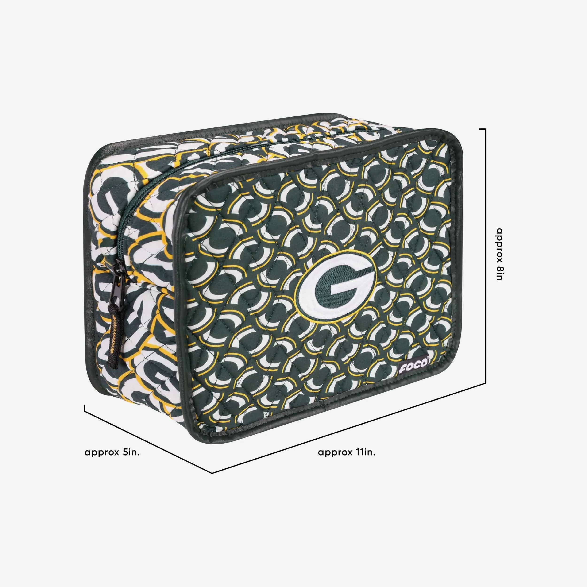 Green Bay Packers Quilted Printed Cosmetic Bag