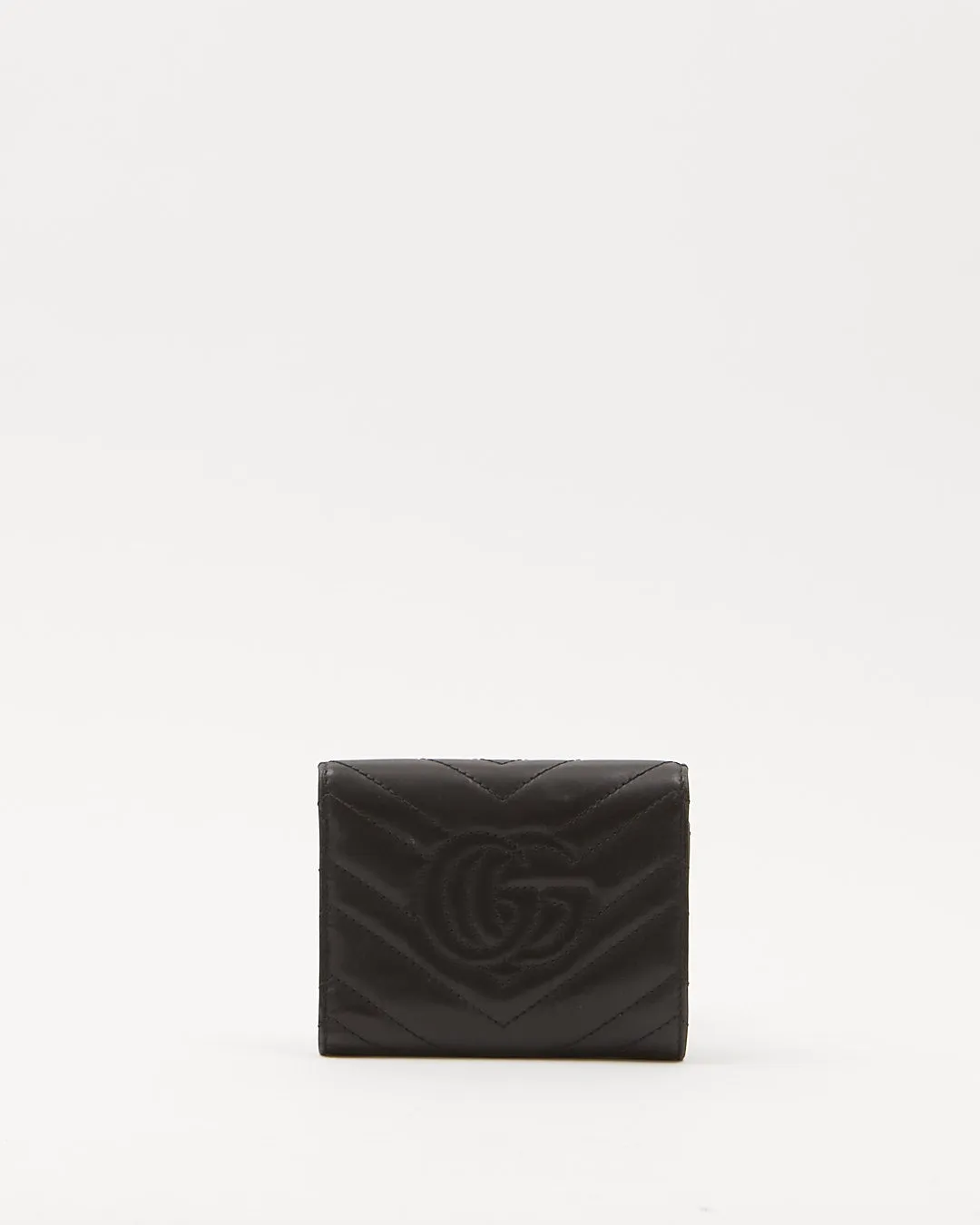 Gucci Black Chevron Matelasse GG Marmont Wallet