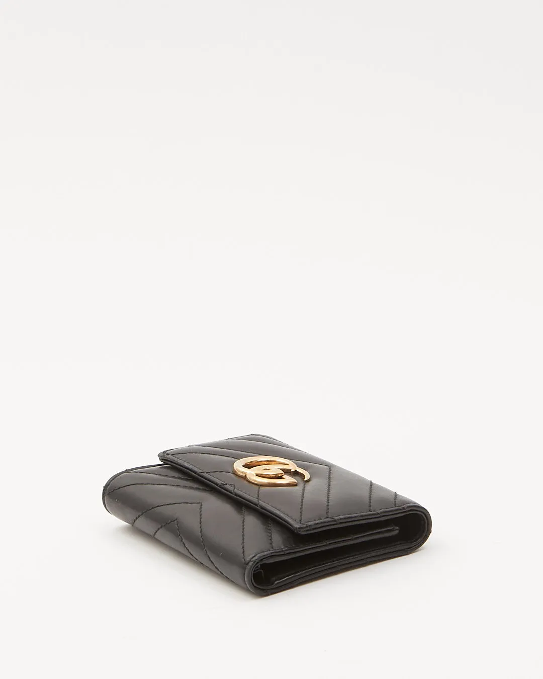 Gucci Black Chevron Matelasse GG Marmont Wallet