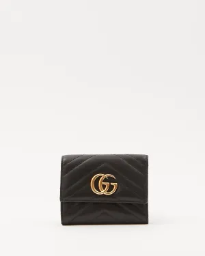 Gucci Black Chevron Matelasse GG Marmont Wallet
