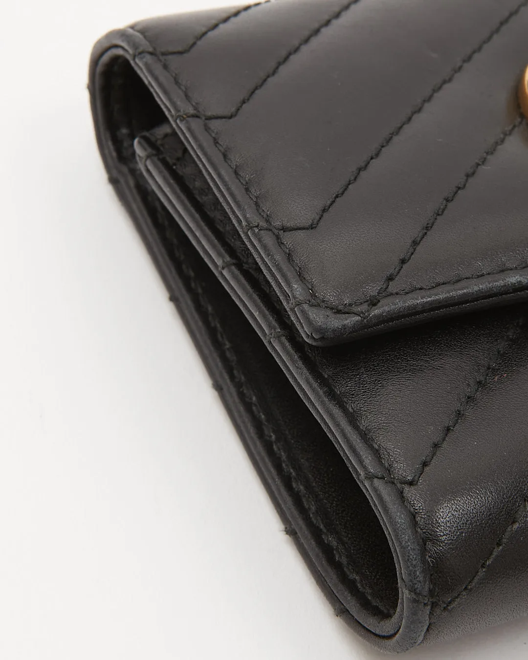 Gucci Black Chevron Matelasse GG Marmont Wallet
