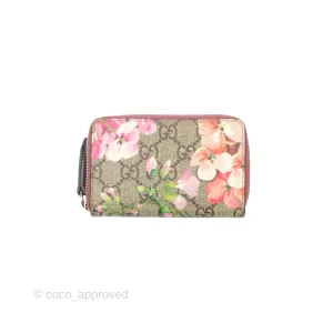 Gucci GG Supreme Blooms Zip Around Card Case Wallet