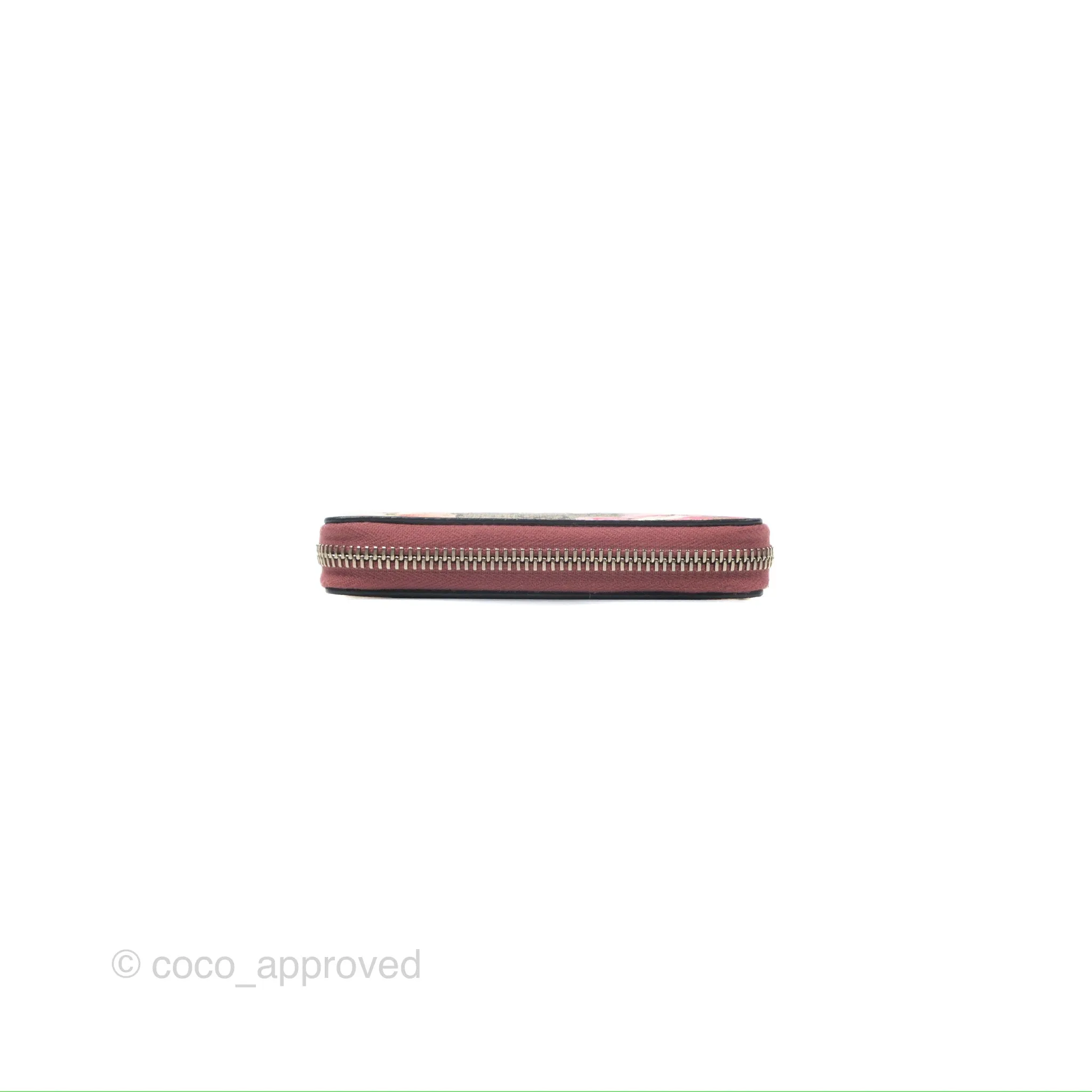 Gucci GG Supreme Blooms Zip Around Card Case Wallet
