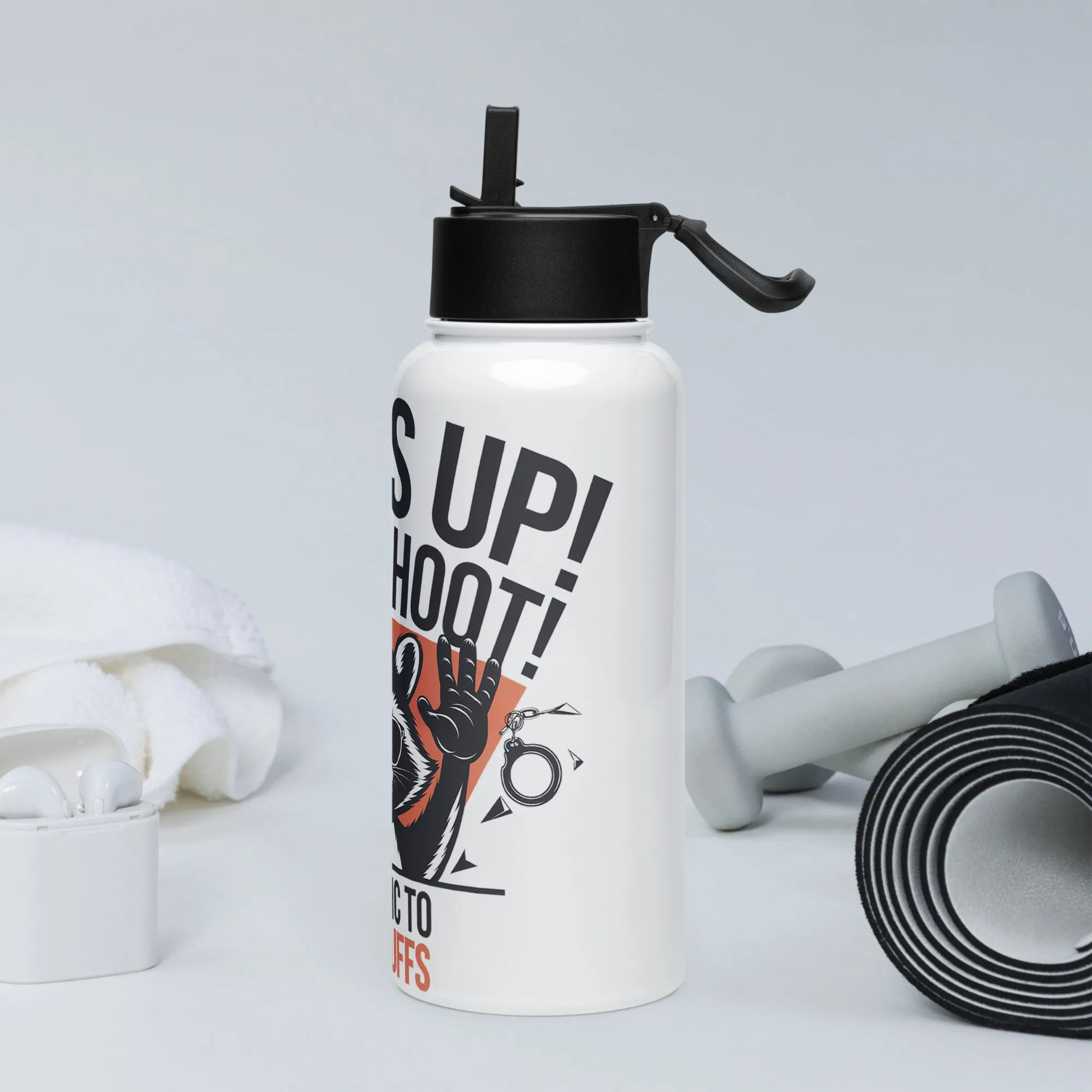 Hands Up! Don't Shoot - Allergic to Handcuffs Stainless Steel Water Bottle