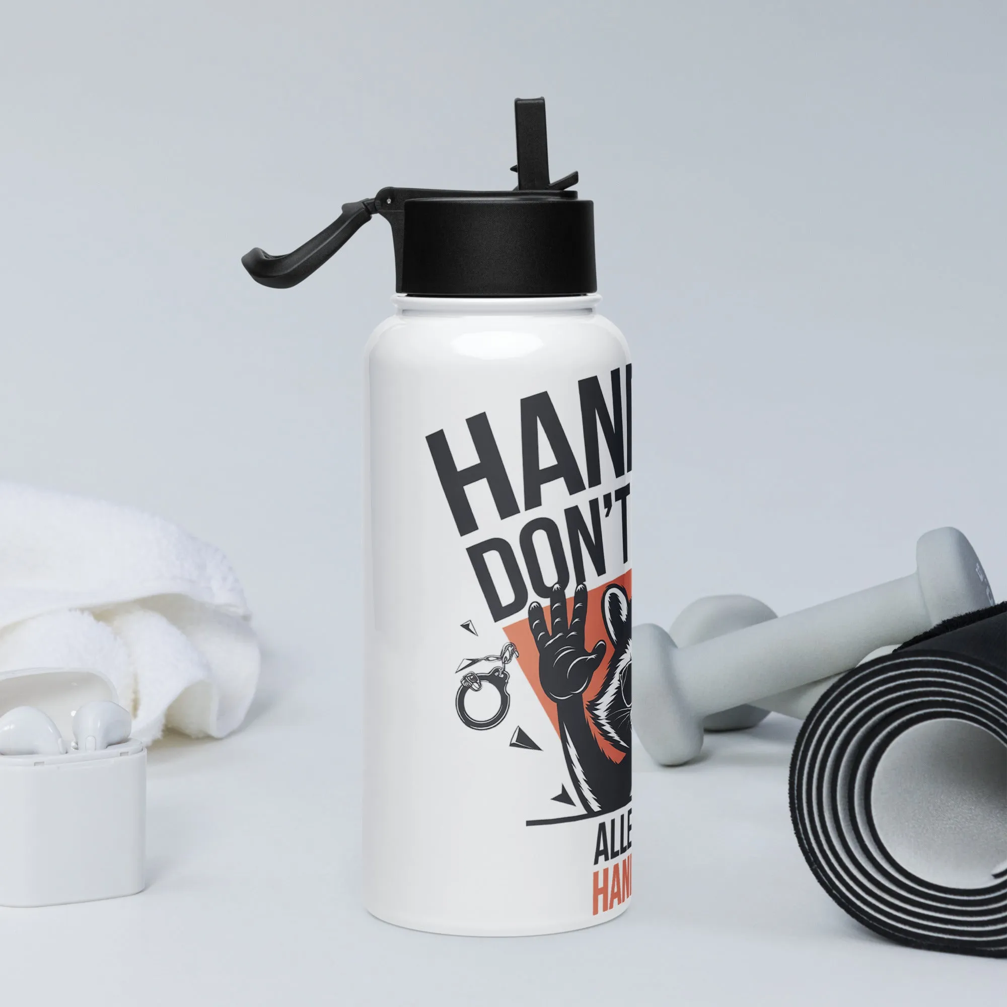 Hands Up! Don't Shoot - Allergic to Handcuffs Stainless Steel Water Bottle