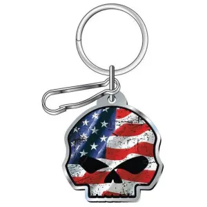 Harley-Davidson® Willie G Skull American Flag Keychain, 4495