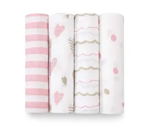 Heart Breaker Muslin Swaddles 4-Pack