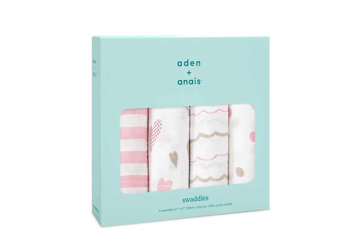 Heart Breaker Muslin Swaddles 4-Pack