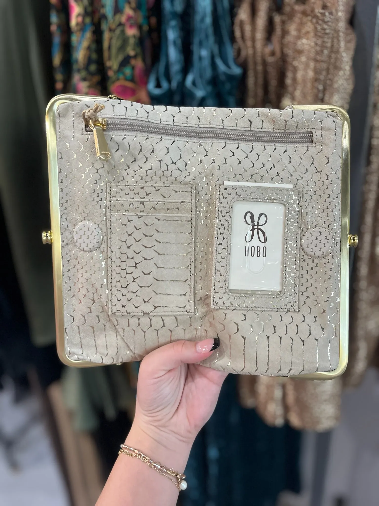 HOBO Lauren Clutch Wallet - Gold Filigree Exotic