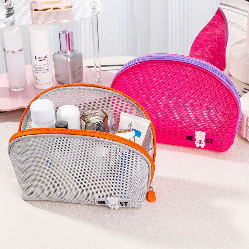 Holiday Semicircle Hand Mesh Storage Mini Large Capacity Cosmetic Bags
