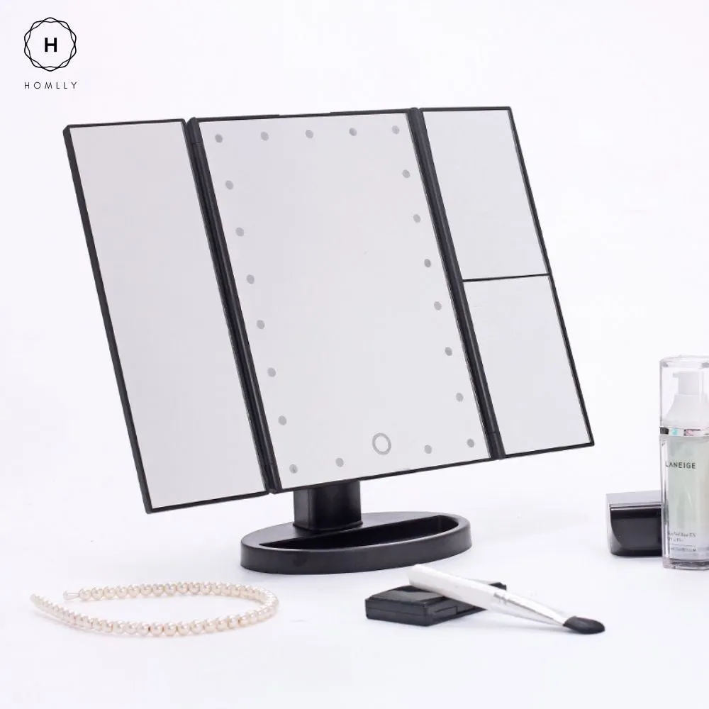 Homlly Makeup TRIFOLD Mirror LED Lights 1X 2X 3X Magnification