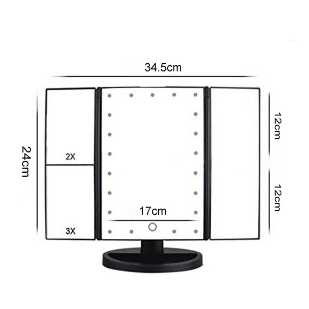 Homlly Makeup TRIFOLD Mirror LED Lights 1X 2X 3X Magnification