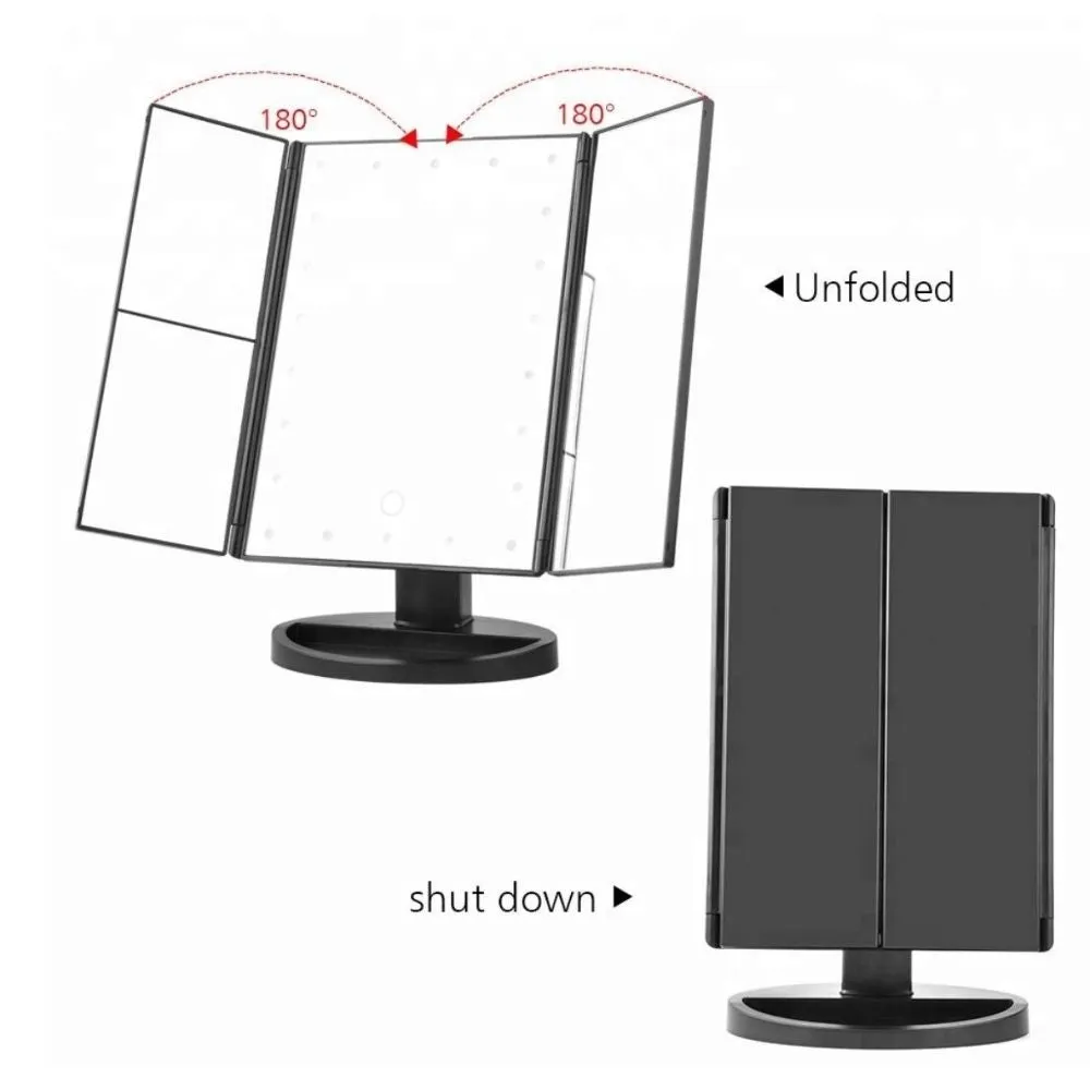 Homlly Makeup TRIFOLD Mirror LED Lights 1X 2X 3X Magnification