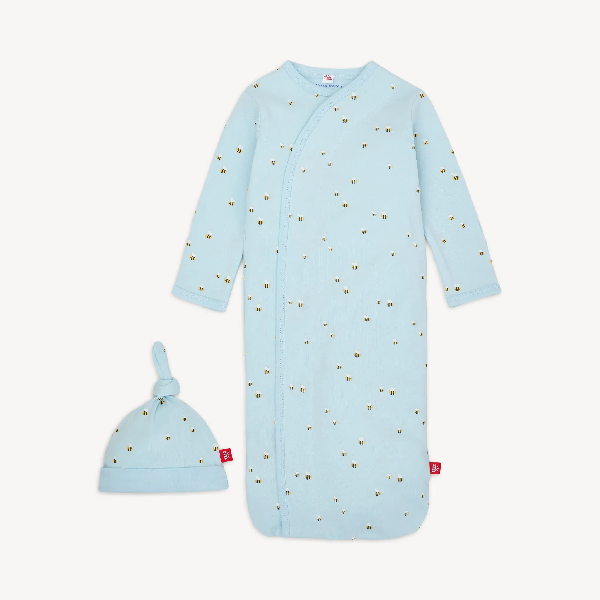 honey hill organic cotton magnetic cozy sleeper gown   hat set
