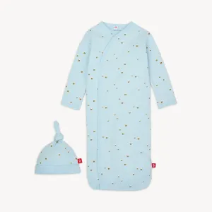 honey hill organic cotton magnetic cozy sleeper gown   hat set