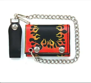 Hot Leathers - Flame Wallet w/Chain