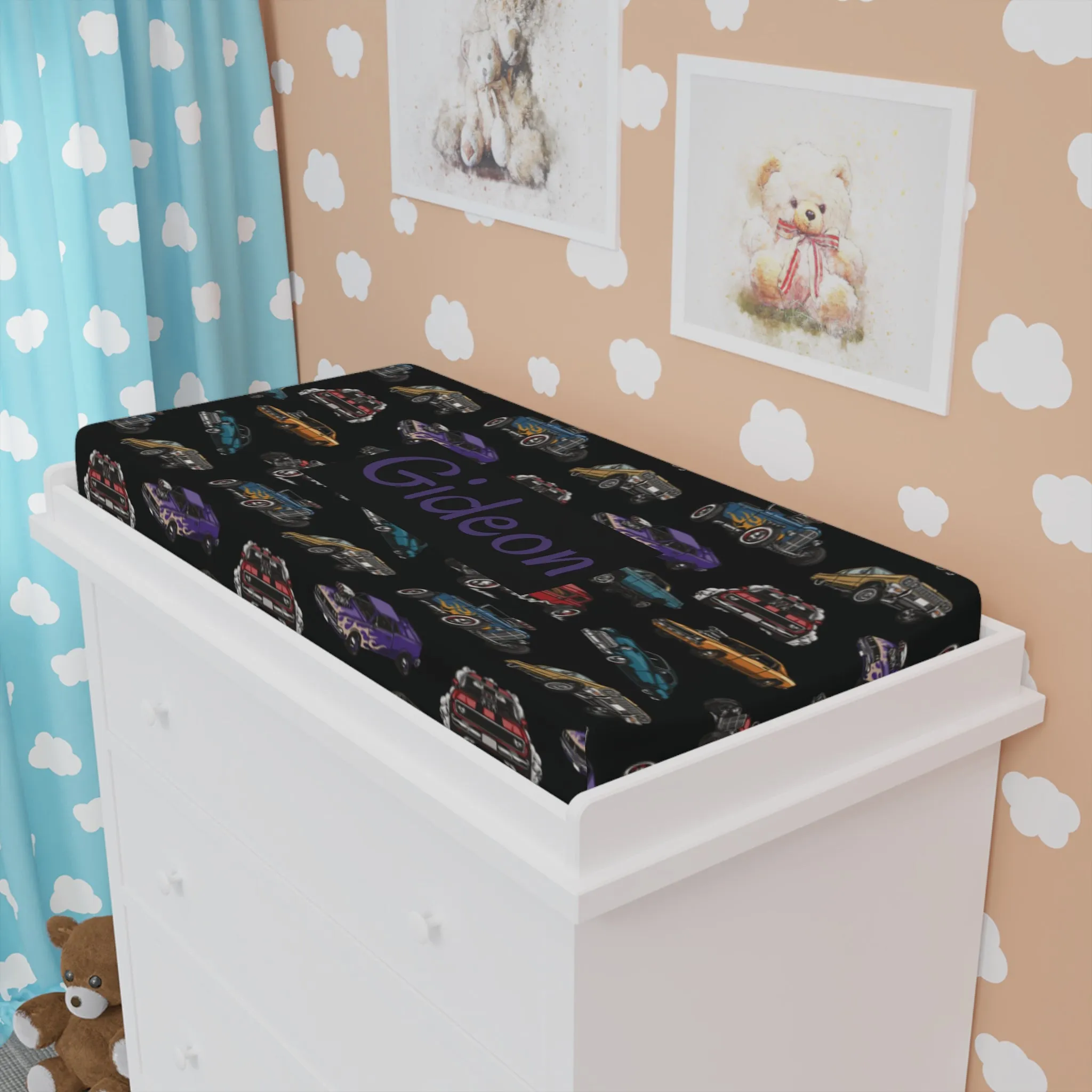 Hotrod Road Changing Pad Cover (INCLUDE CUSTOM NAME & FONT OPTION IN NOTES AT CHECKOUT)