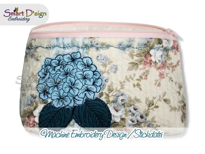 HYDRANGEA PATCHWORK - ITH QUILT ZIPPER BAG