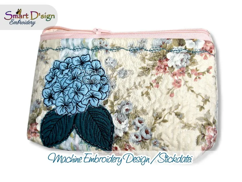 HYDRANGEA PATCHWORK - ITH QUILT ZIPPER BAG
