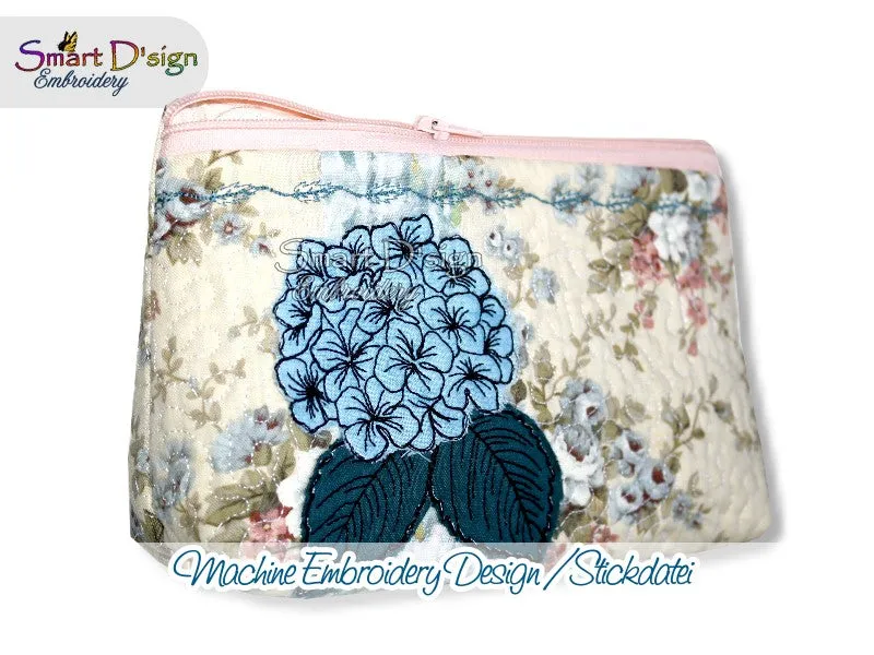 HYDRANGEA PATCHWORK - ITH QUILT ZIPPER BAG