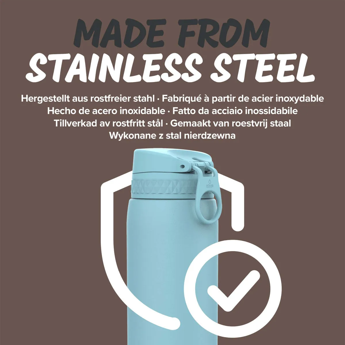 ION8 Leak Proof Water Bottle, Stainless Steel, 920ML - Alaskan Blue