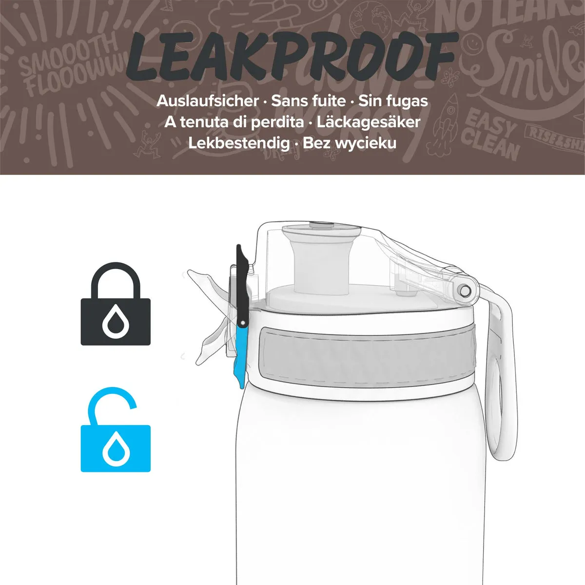 ION8 Leak Proof Water Bottle, Stainless Steel, 920ML - Alaskan Blue