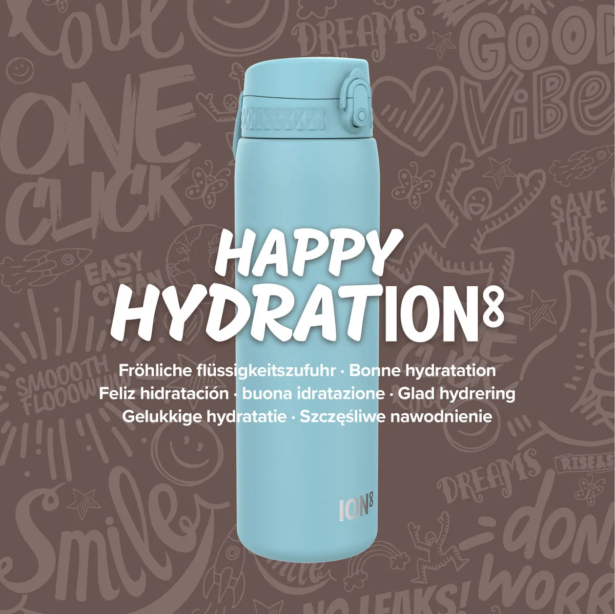 ION8 Leak Proof Water Bottle, Stainless Steel, 920ML - Alaskan Blue
