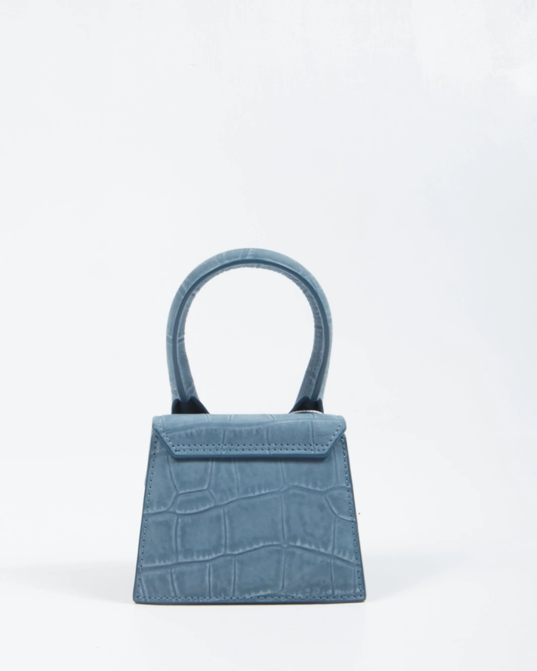 Jacquemus Blue Suede Croc Embossed Le Chiquito Mini Bag