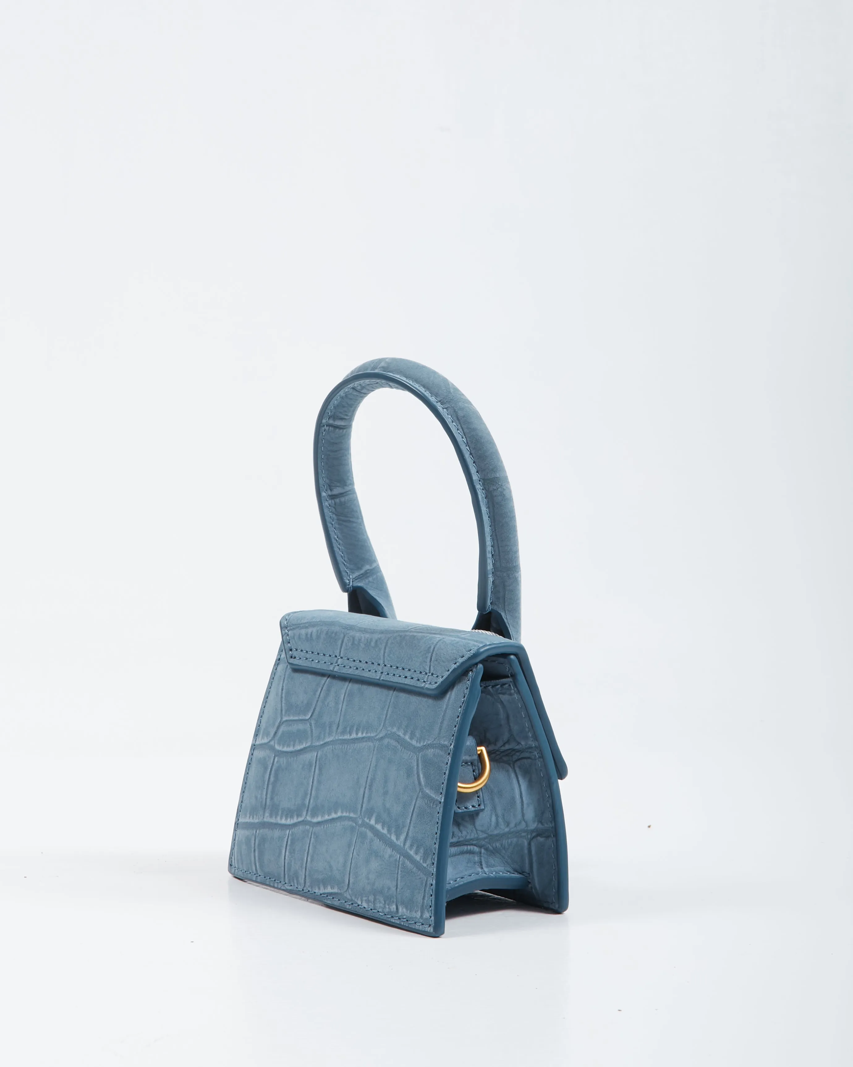Jacquemus Blue Suede Croc Embossed Le Chiquito Mini Bag