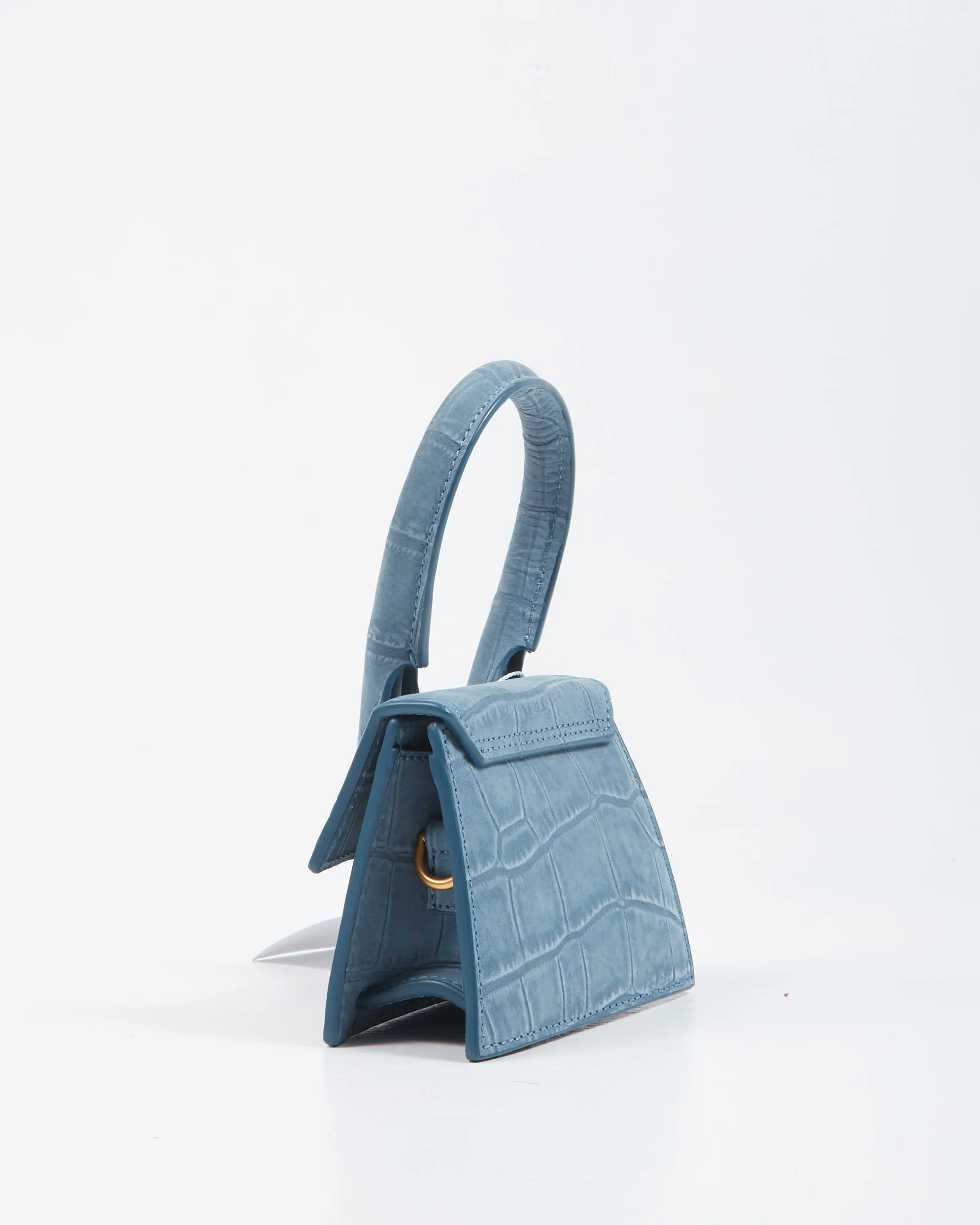 Jacquemus Blue Suede Croc Embossed Le Chiquito Mini Bag