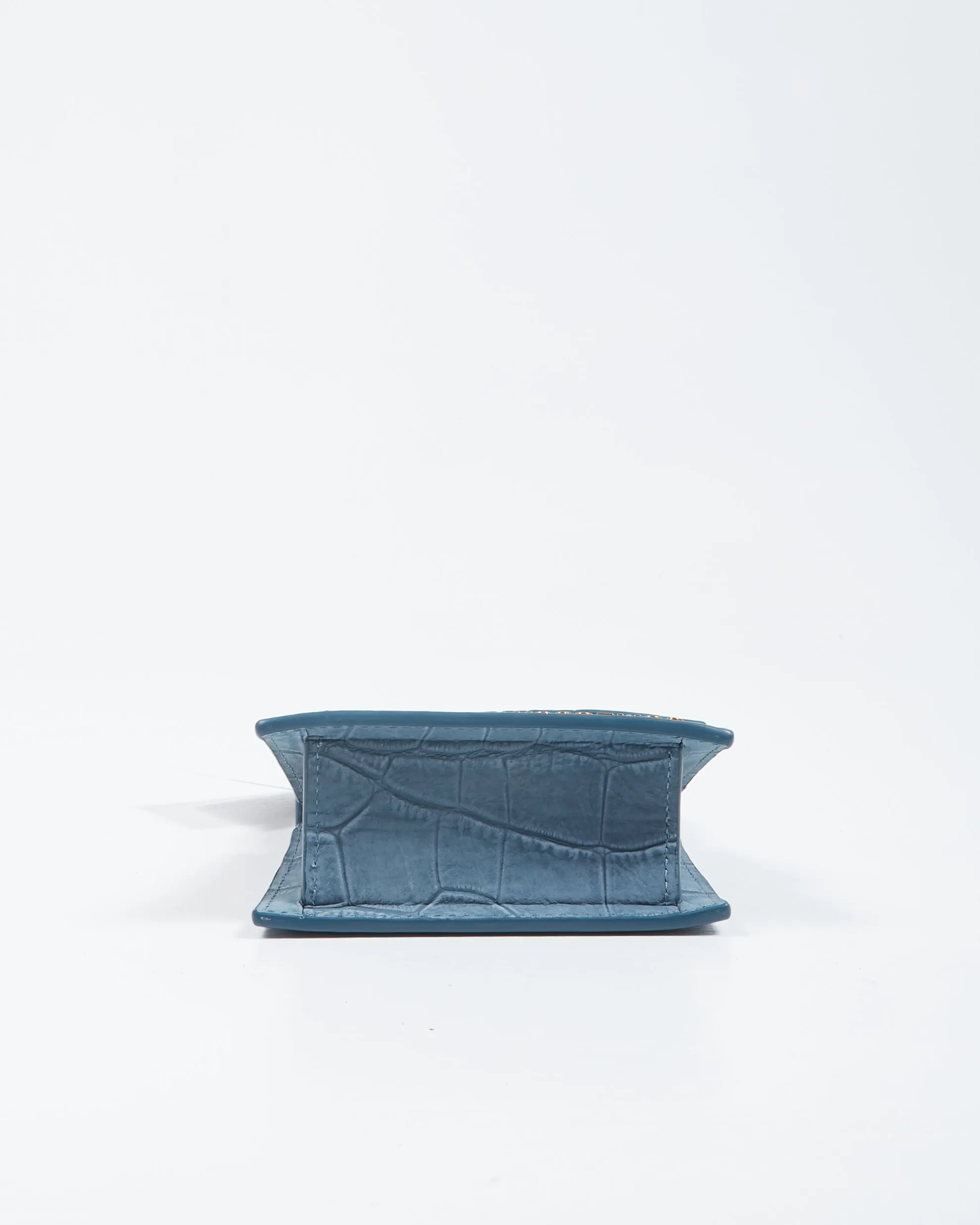 Jacquemus Blue Suede Croc Embossed Le Chiquito Mini Bag