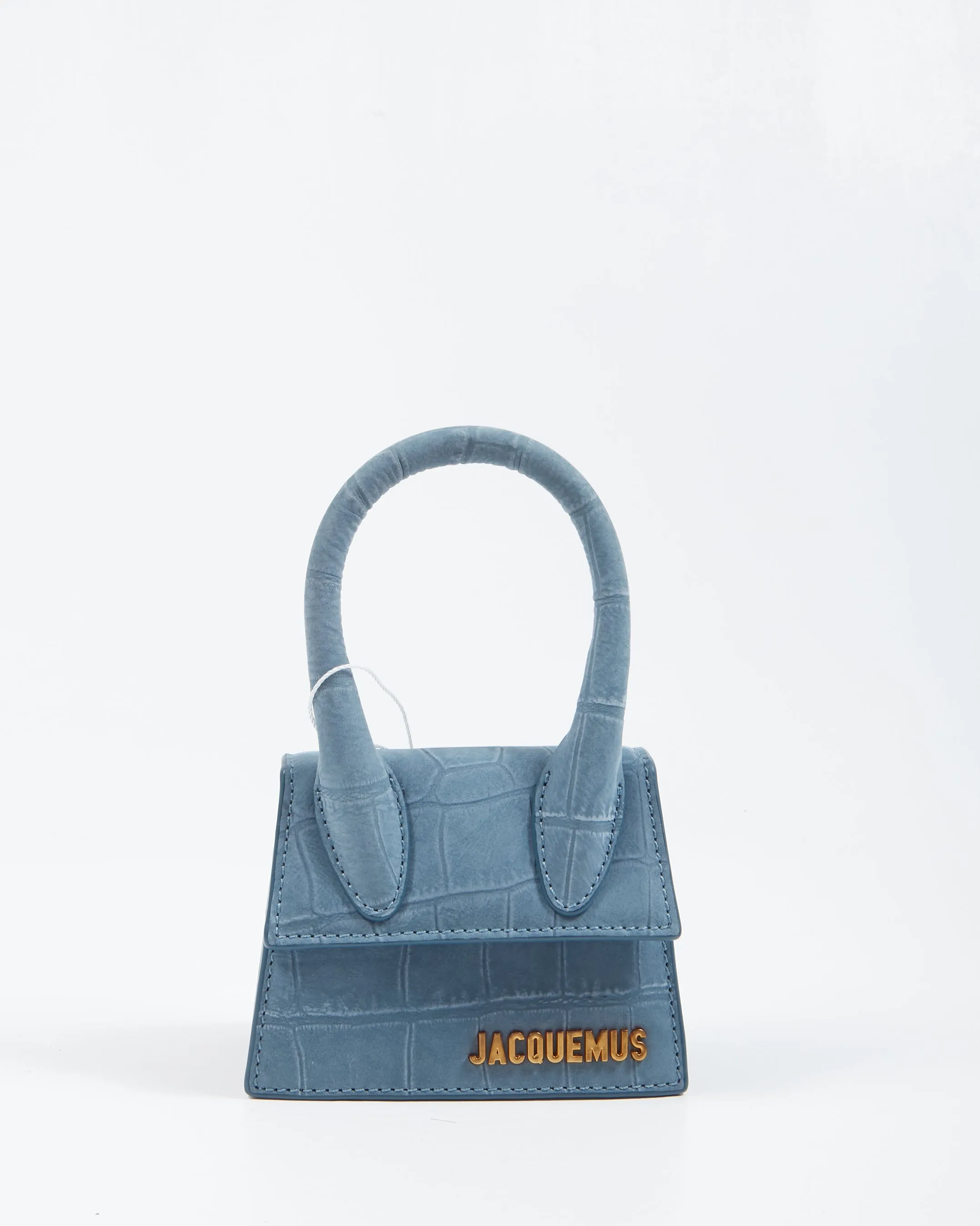 Jacquemus Blue Suede Croc Embossed Le Chiquito Mini Bag