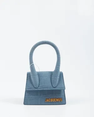 Jacquemus Blue Suede Croc Embossed Le Chiquito Mini Bag