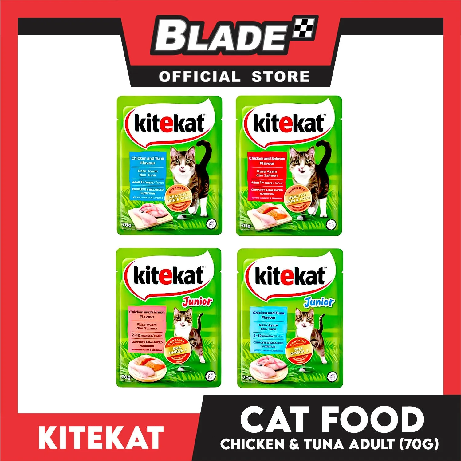Kitekat Wet Cat Food in Pouch for Adult 70g (Chicken and Tuna)