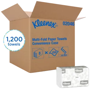 Kleenex® Folded Towels | White, Multi-Fold, 9.2" x 9.4" | 150 per Pack, 8 Packs per Case