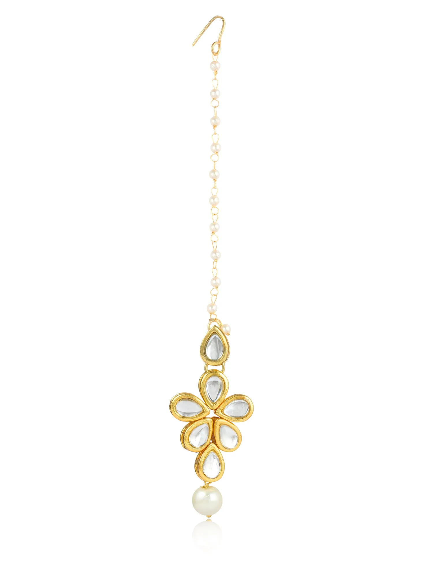 Kundan and Pearl Side Floral Long Necklace